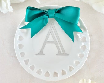 Initial Bridal Shower Favor Bow Trinket Dish Personalized Shower Monogrammed Wedding Favor Custom Bridal Party Personalized Engagement Gift