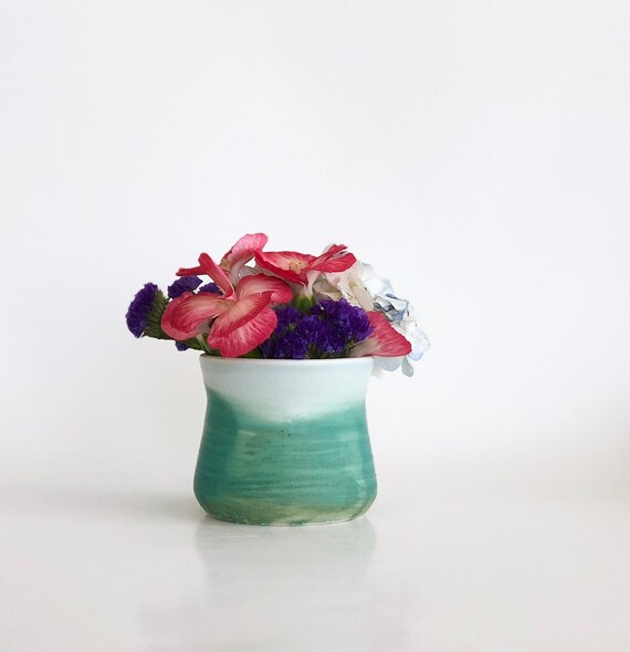 Porcelain Small Bud Vase Light Blue And Turquoise Etsy
