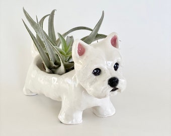 Mini Westie, Air Planter, Handmade Westie Sculpture, Air Plant Holder, Westie Lover Gift, West Highland Terrier, Dog Planter, Dog Pot
