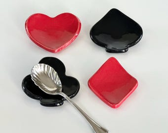 Bridge Gift Teaspoon Rest Coffee Bar Station Bridge Game Gift Spoon Holder Ceramic Bridge Player Housewarming Gift Canasta Game Gift Poker