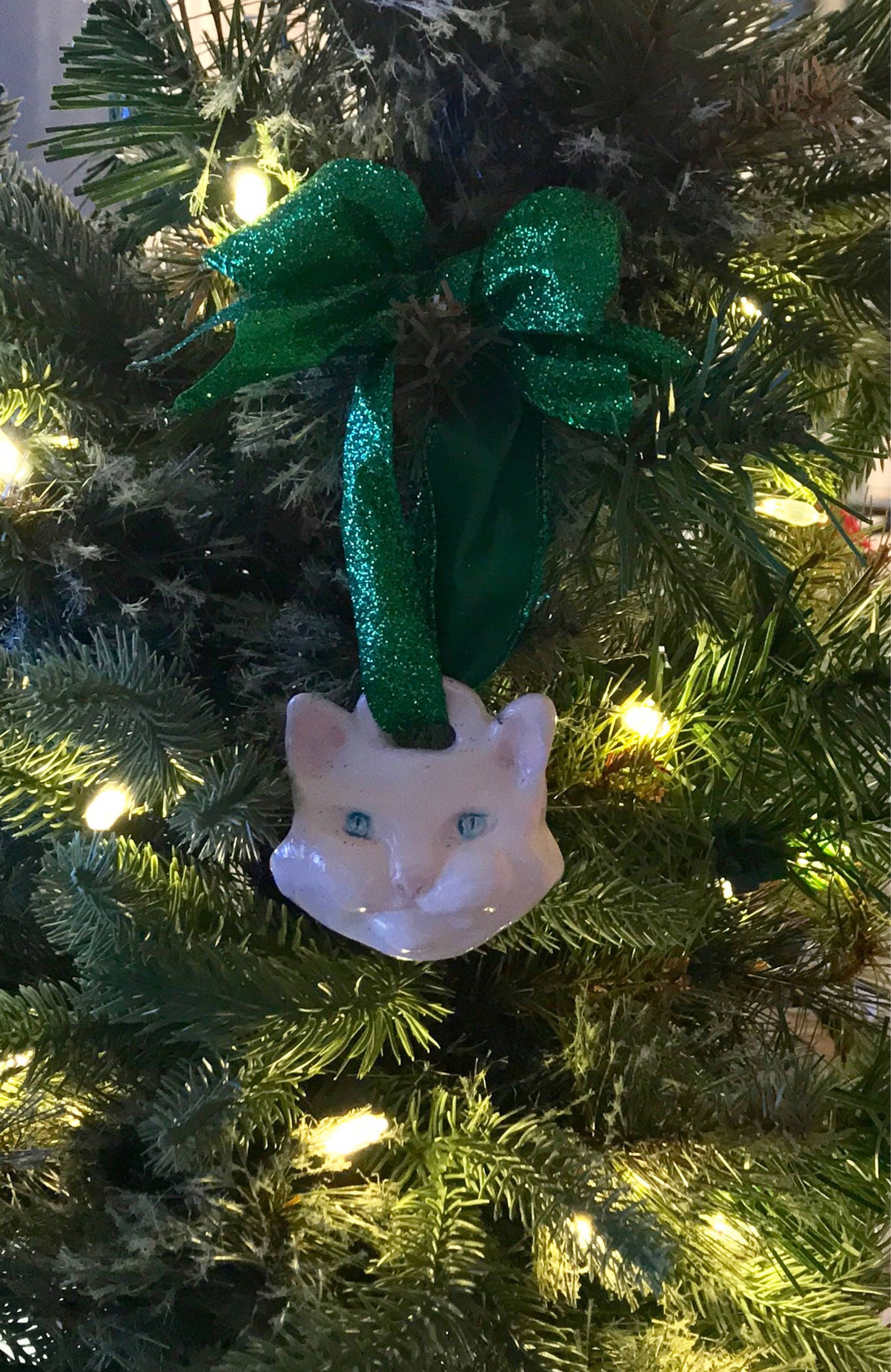 Handmade Cat Ornament, Christmas Tree Cat, Cat Tree Ornament, Cat