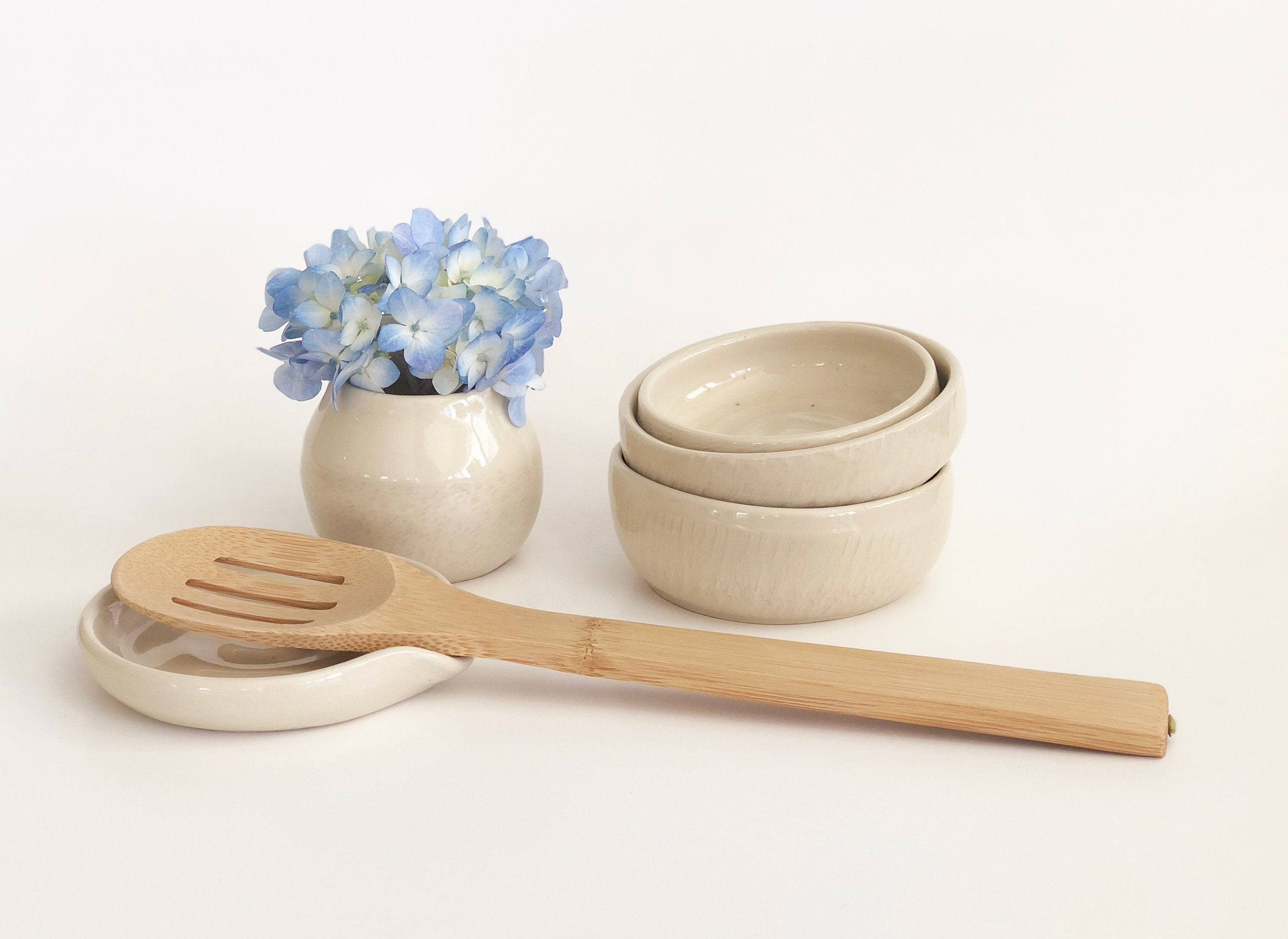 Ceramic Spoon Rest, Beige Kitchen Decor, Modern Spoon Rest, Minimalist