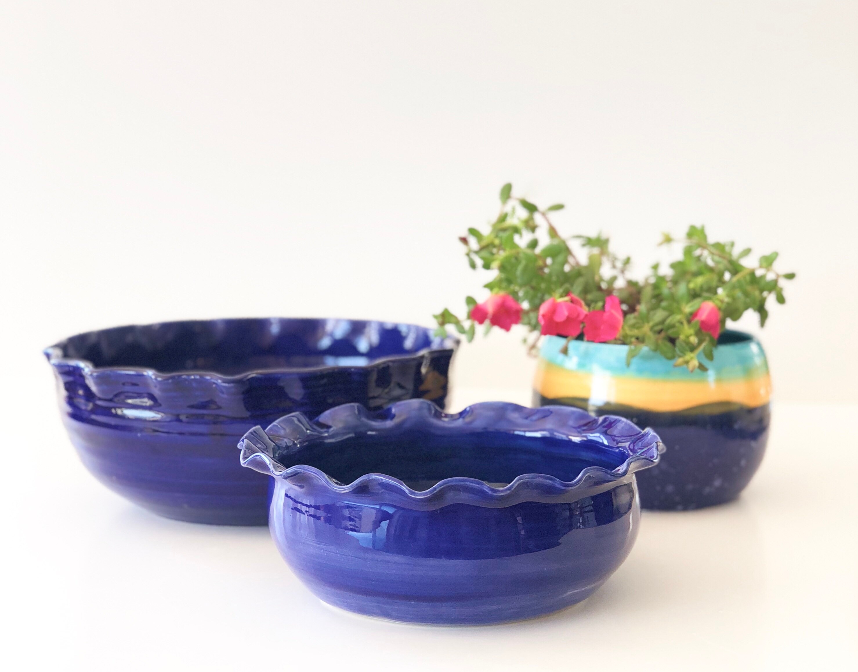 Ceramic Serving Bowl Handmade in Blue