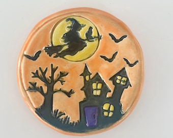 Spoon Rest Halloween Witch Coffee Bar Station Teaspoon Holder Ceramic Moon Kitchen Decor Goth Coffee Lover Teaspoon Gift For Halloween