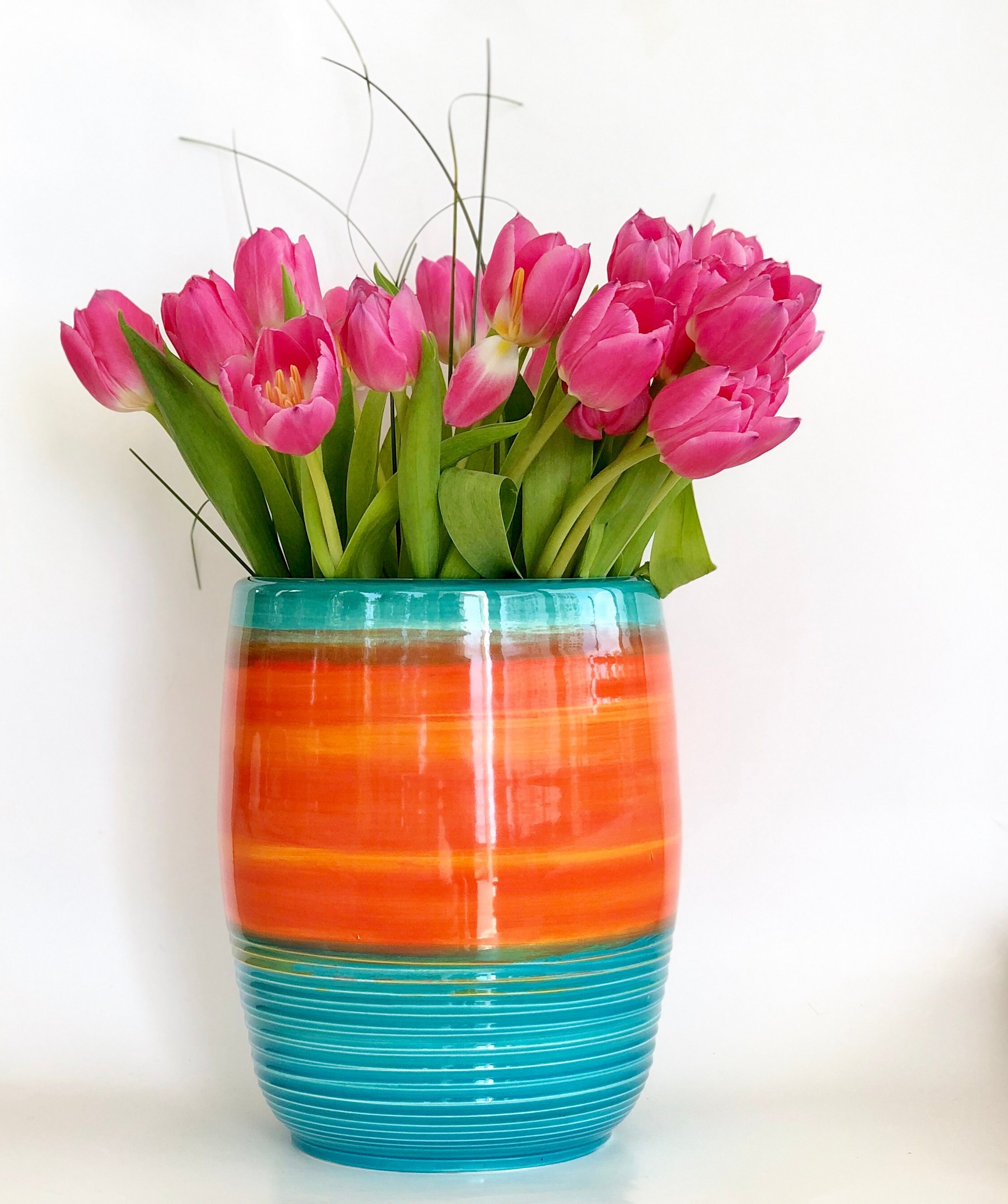 Handmade Flower Vase in Red and Green