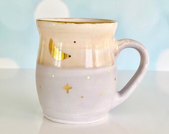 Celestial Pottery Mug, Wheel Thrown Pottery Mug, Handmade Mug for Coffee Lovers