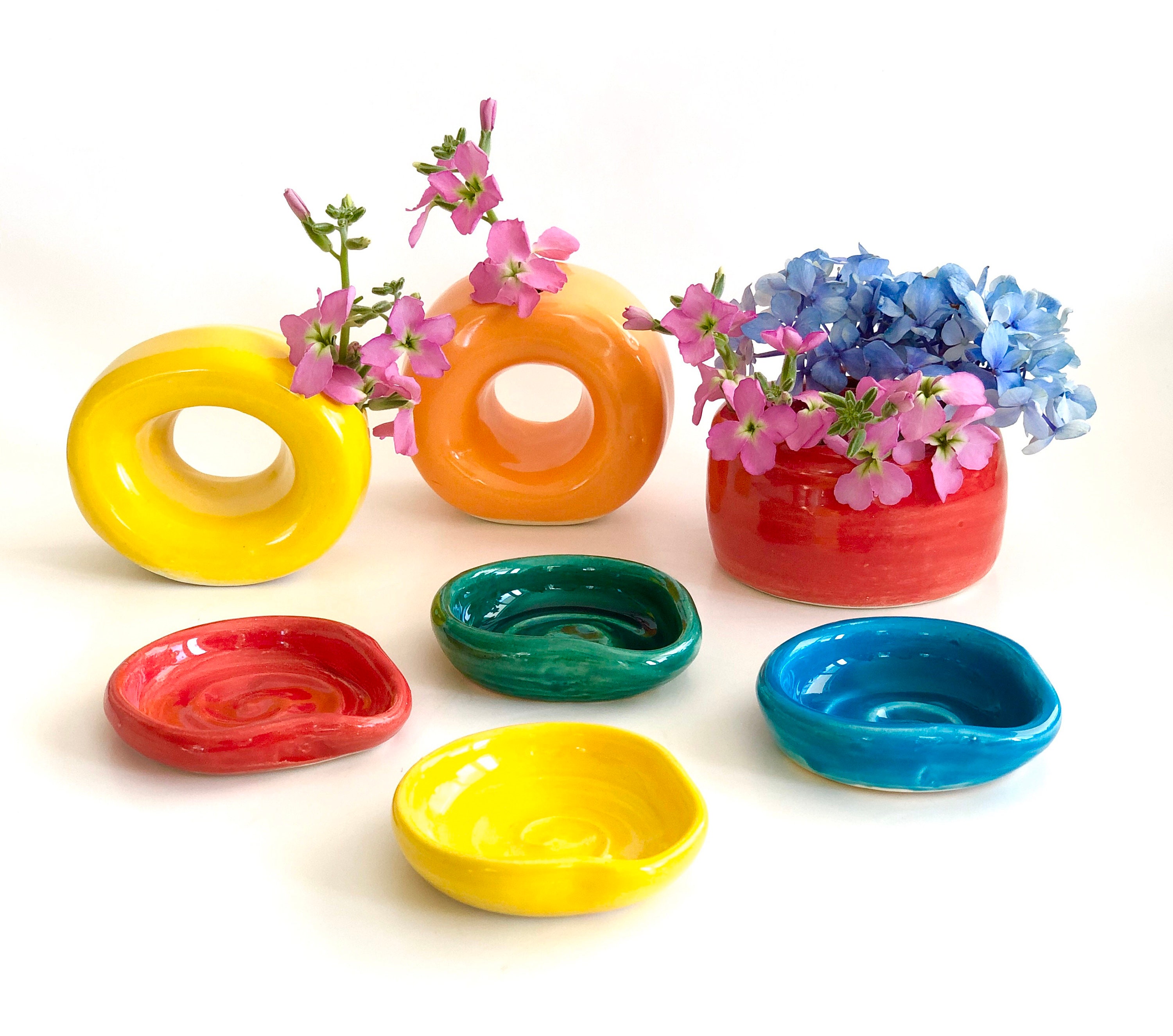 Mini Orange Vase, Modern Vase, Donut Vase, Abstract Vase, Orange Bud