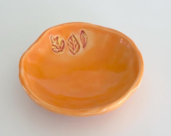 Spice Bowl Mini Salt Pot Autumn Fall Table Salt Pepper Dish Thanksgiving Table Autumn Kitchen Fall Decor Spice Dish Ceramic Orange Pottery