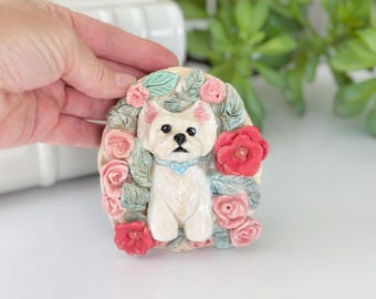 Westie Art Gift Westie Dog Portrait Gift West Highland Terrier Memorial Pet Art Sculpture Dog  Pet Loss Gift Dog Wall Art Gift Westie Mom