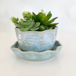 Blue Planter Pot Indoor Garden Window Plant Pot Plant Mom Gift Ceramic Pot Window Planter Housewarming Gift Plant Lover Birthday Gift Plant