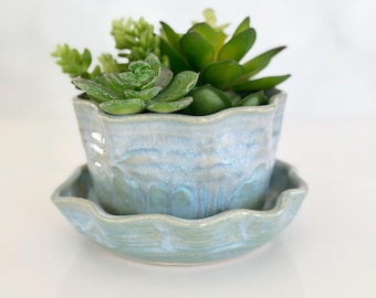 Blue Planter Pot Indoor Garden Window Plant Pot Plant Mom Gift Ceramic Pot Window Planter Housewarming Gift Plant Lover Birthday Gift Plant