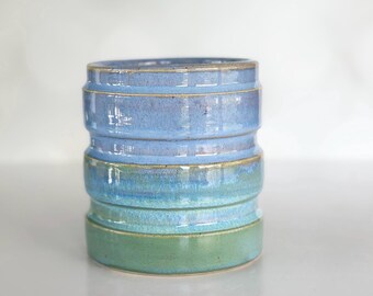 Blue Flower Vase Handmade Green Vase Home Housewarming Gift Anniversary Gift Kitchen Decor Modern Kitchen Vase Mom Birthday Gift
