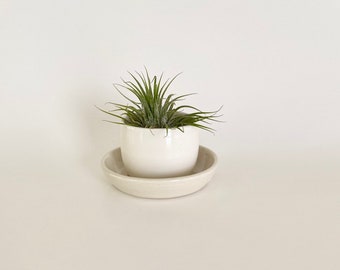 Mini Flower Pot, Tiny Flower Pot, White Flower Pot, Planter With Saucer, White Planter Pot, White Planter, Pot and Saucer, Handmade Planter