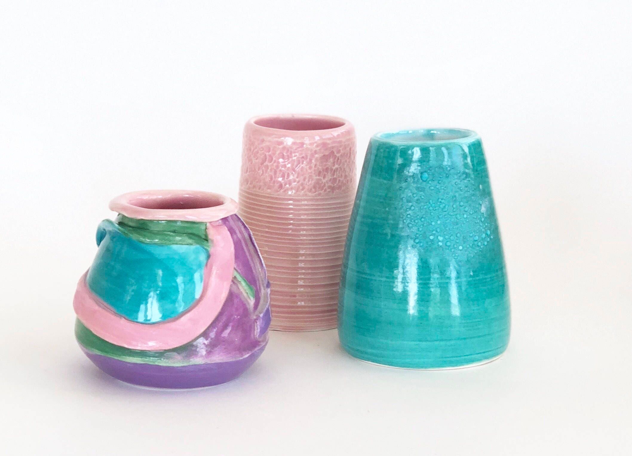 Teal Bud Vase, Teal Mini Vase, Small Vase, Green Mini Vase, Mini Vase