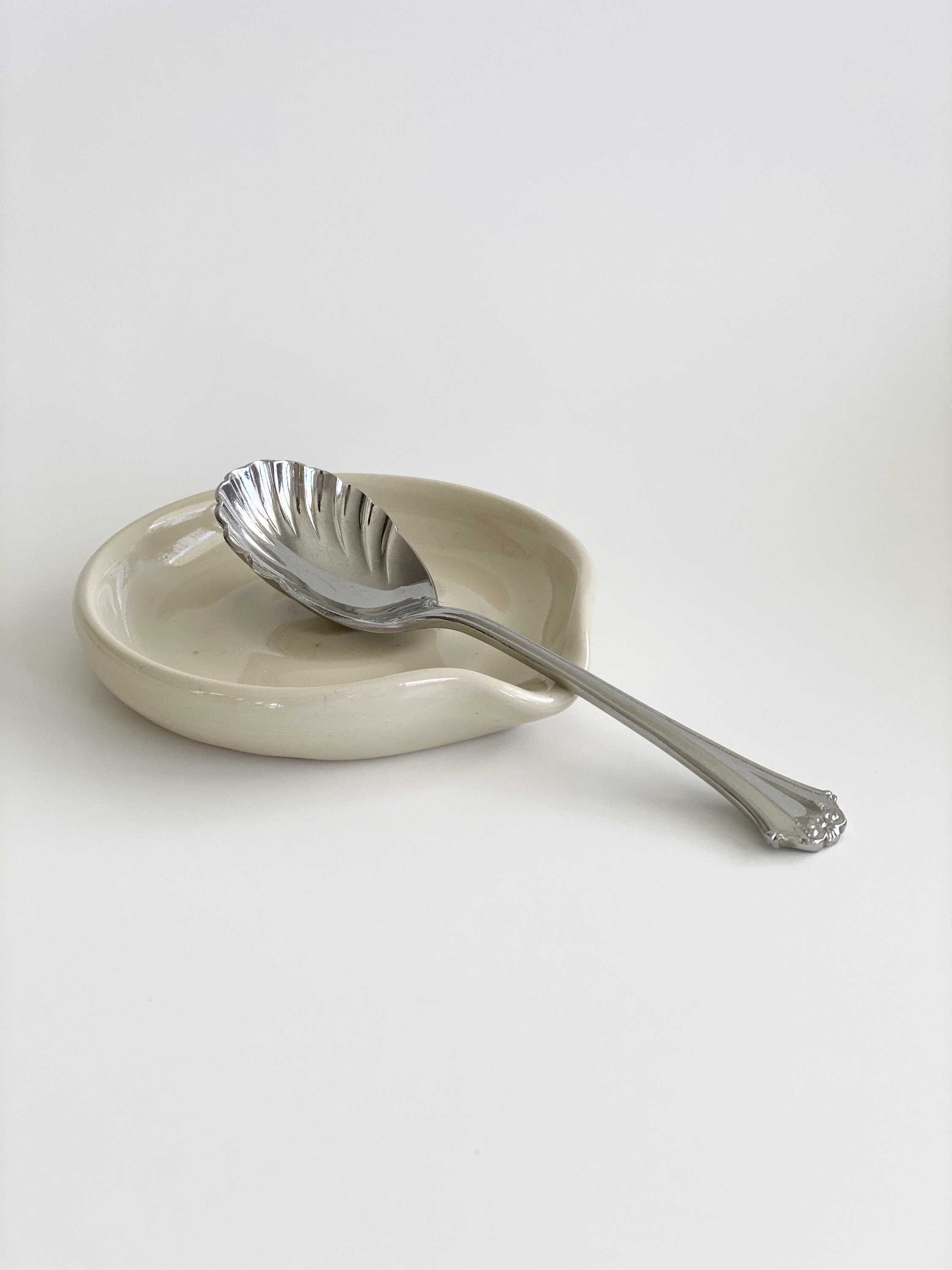 Ceramic Spoon Rest, Beige Kitchen Decor, Modern Spoon Rest, Minimalist
