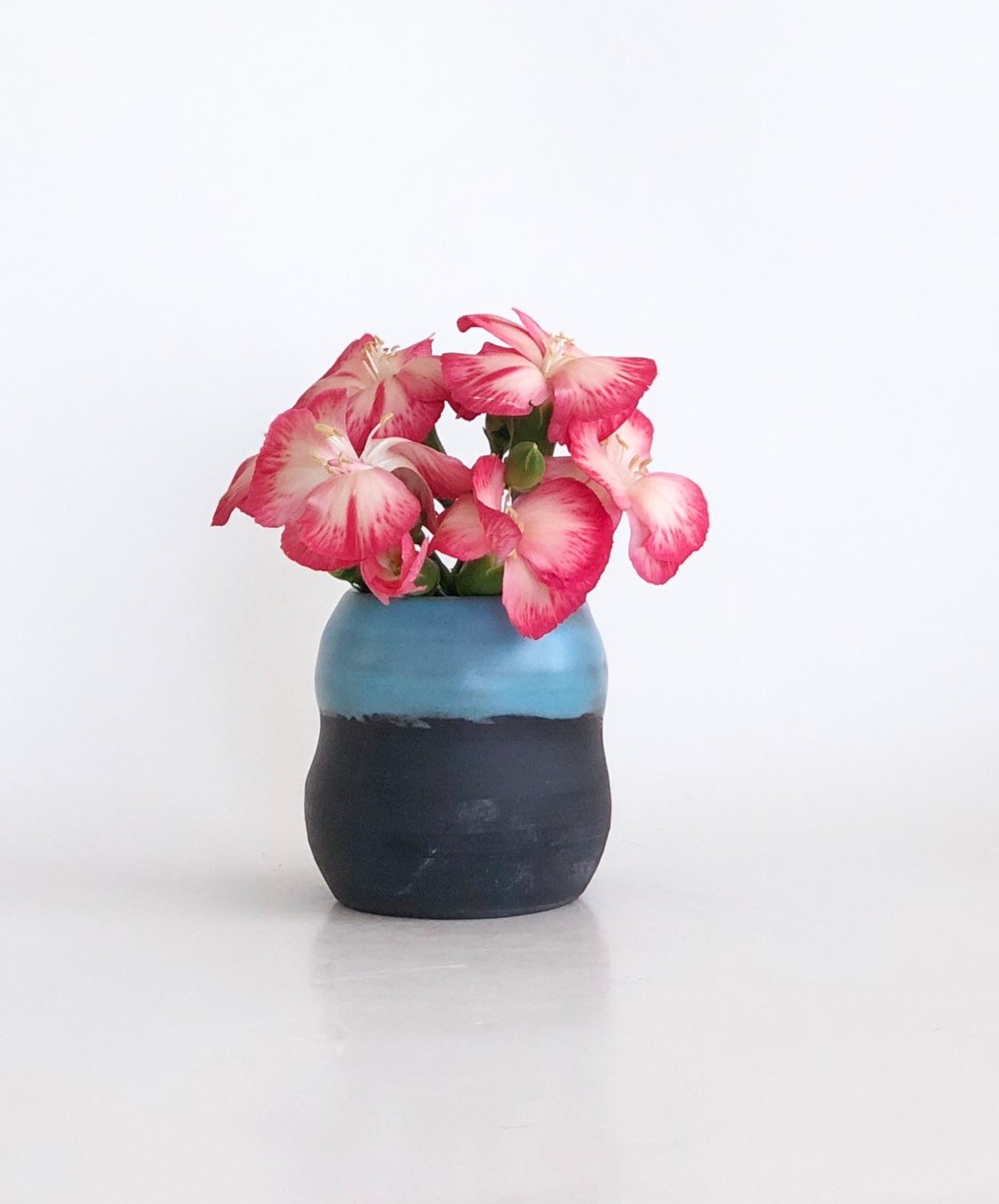 Small Porcelain Vase, Porcelain Mini Bud Vase, Black Porcelain Vase