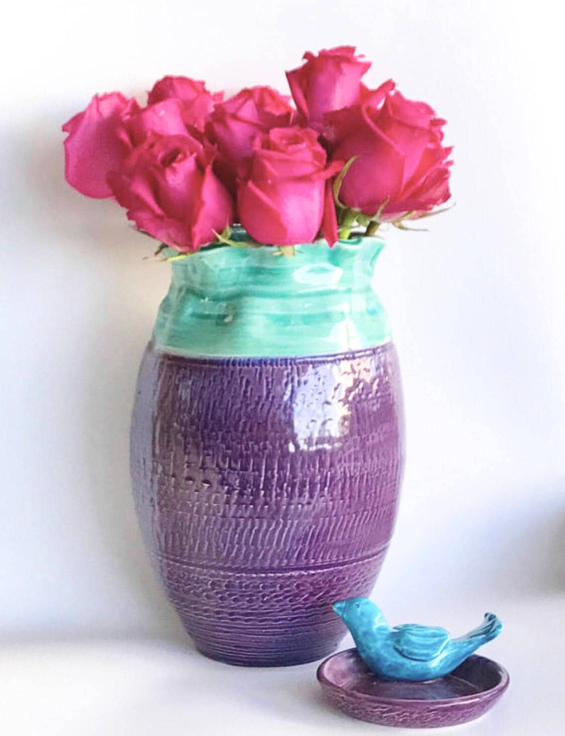 Large Pottery Vase Handmade, Large Vase, Purple Ceramic Vase, Tulip
