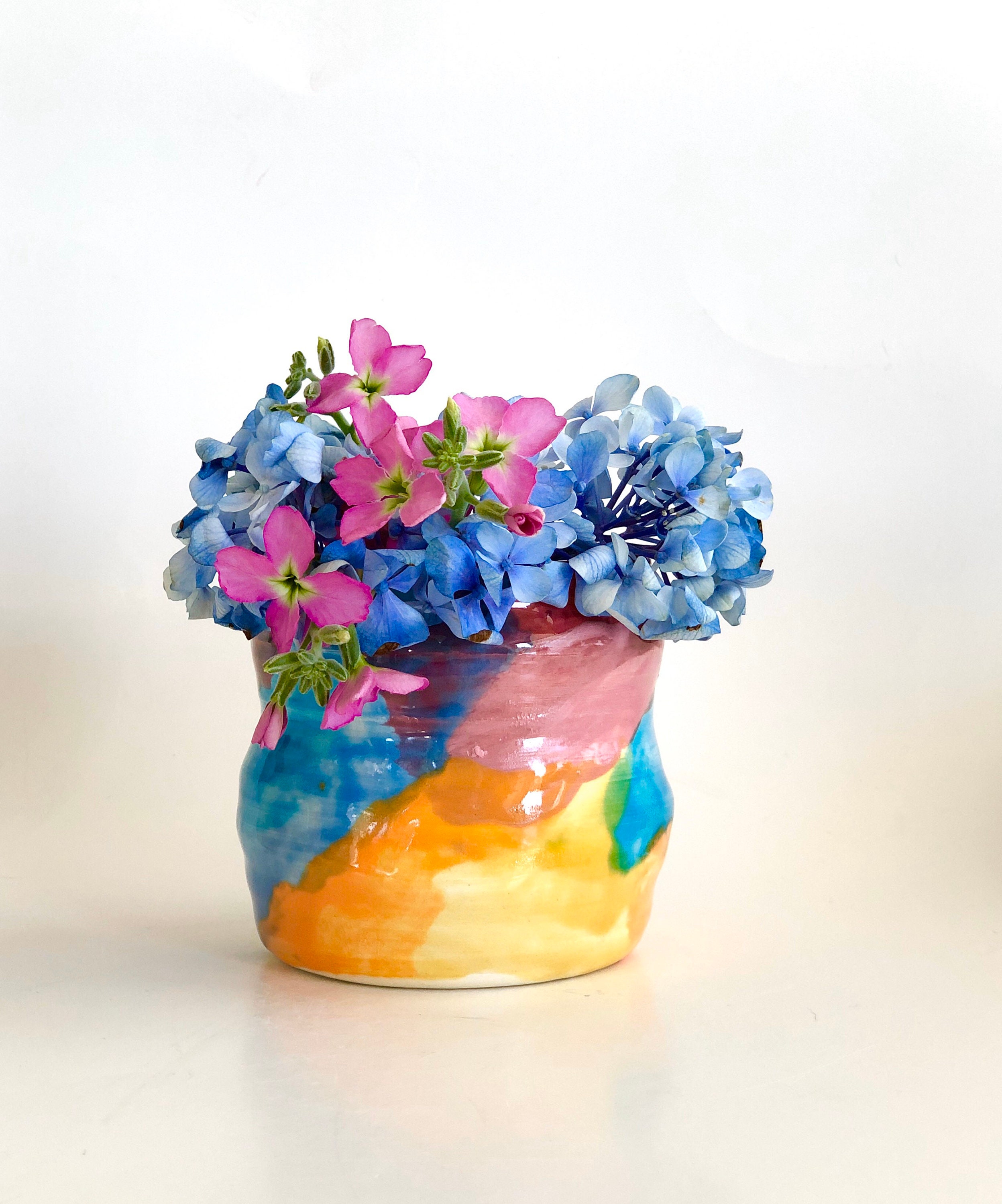 Abstract Flower Vase, Mini Vase, Ceramic Vase, Pottery Vase, Colorful