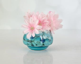 Mini Bud Vase Porcelain Handmade Blue Flower Vase Mommy Vase Mini Modern Vase Flower Bud Vase Boho Kitchen Vase Grandma Bud Vase Mommy Gift
