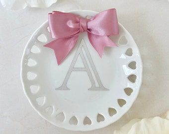 Bridal Shower Bow Trinket Dish Favor Initial Personalized Shower Monogrammed Wedding Favor Gift Custom Bridal Party Personalized