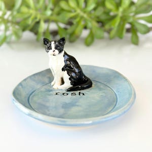 Personalized Cat Food Bowl Ceramic Cat Dish Custom Pet Food Dish Cat Art Handmade Cat Mom Gift New Cat Gift Housewarming Cat Birthday Gift