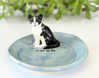 Personalized Cat Food Bowl Ceramic Cat Dish Custom Pet Food Dish Cat Art Handmade Cat Mom Gift New Cat Gift Housewarming Cat Birthday Gift
