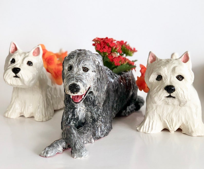 Ceramic Dog Planter Custom Dog Portrait Personalized Dog Sculpture Dog Planter Dog Portrait Pet Memorial Gift