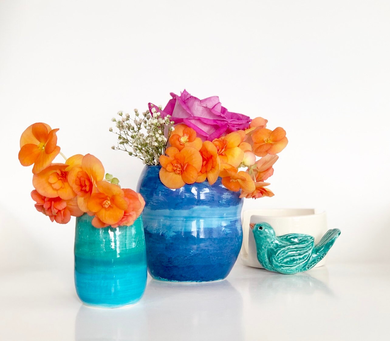 Small Bud Vase, Small Ceramic Vase, Blue Flower Vase, Blue Pottery Vase