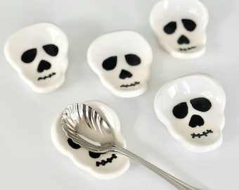 Goth Skull Teaspoon Rest Halloween Spoon Rest Handmade Spoon Rest Halloween Goth Kitchen Decor Goth Home Coffee Station Skull Home Decor