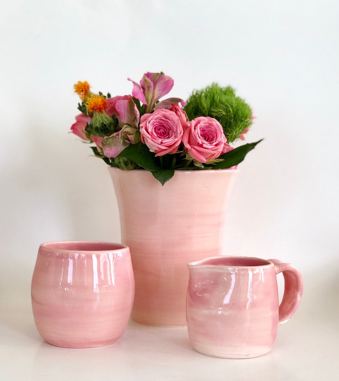 Ceramic Flower Vase, Pretty Pink Vase, Pretty Vase, Boho Vase, Pastel