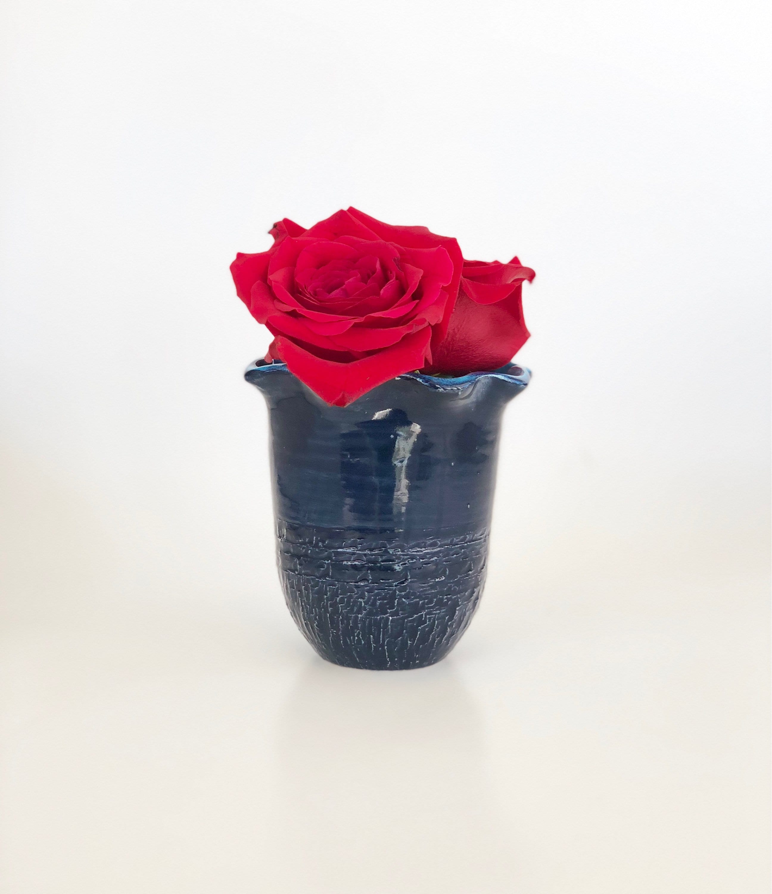 Small Ceramic Vase, Blue Flower Vase, Navy Pottery Vase, Ceramic Flower Vase, Bud Vase, Flower