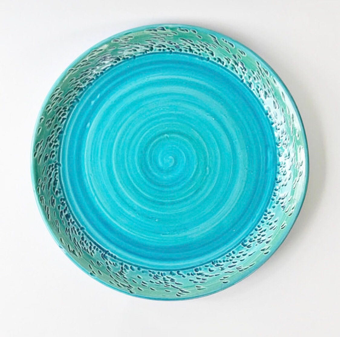 Handmade Platter, Ceramic Platter, Turquoise Platter, Serving Platter