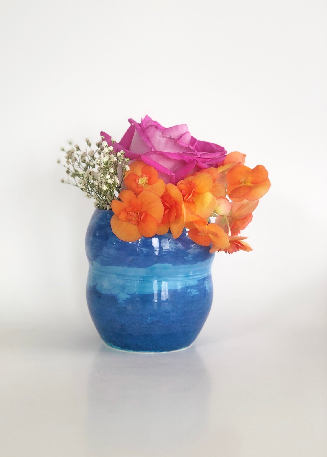 Small Bud Vase, Small Ceramic Vase, Blue Flower Vase, Blue Pottery Vase