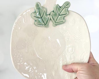 Handmade Pumpkin Serving Plate: Autumn Thanksgiving Table Decor