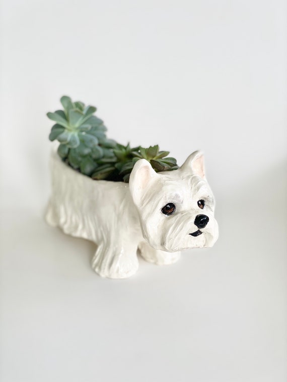 Westie Dog Succulent Planter Handmade Westie Sculpture Dog Etsy