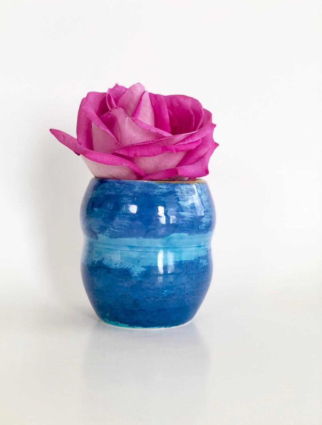 Small Bud Vase Small Ceramic Vase Blue Flower Vase Blue Etsy