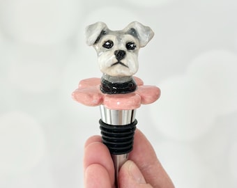 Wine Stopper Gift Schnauzer Art Dog Lover Gift Unique Dog Mom Gift Wine Lover Gift Wine Connoisseur Gift Unique Wine Gift Schnauzer