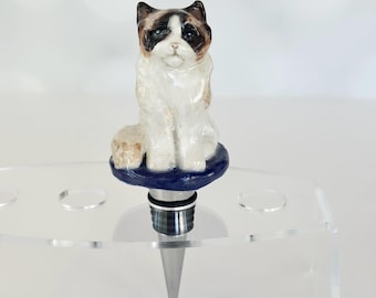 Cat Wine Stopper: Hand Sculpted Unique Stoneware Cat Art Gift