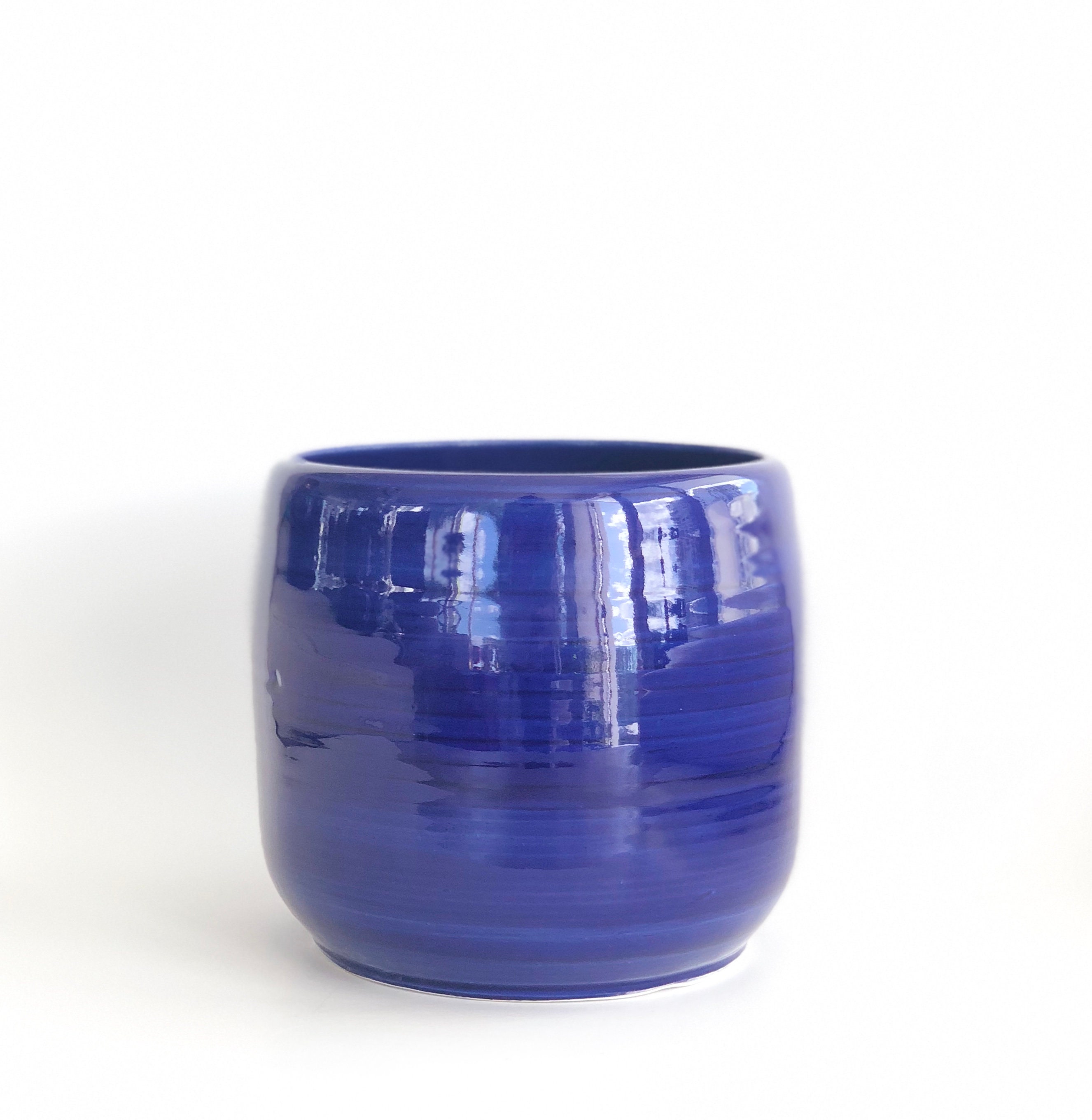 Handmade Wheel Thrown Cobalt Blue Orchid Pot with Three Holes