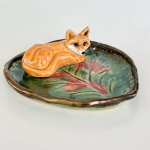 Fox Ring Dish Red Fox Trinket Dish Ceramic Ring Dish Gift Fox Art Gift Ring Holder Handmade Fox Figurine Miniature Fox Art Ceramic Fox Gift