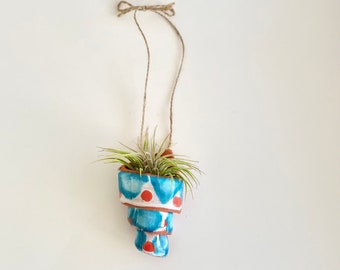 Air Plant Wall Hanging Southwest Decor Planter Turquoise Hanging Air Planter Wall Art Boho Air Planter Ceramic Hanging Garden Gift Accessory