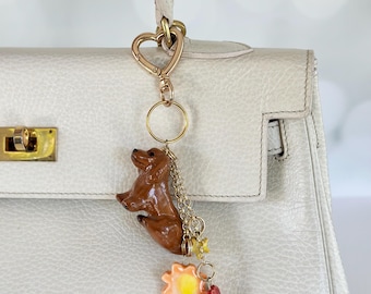 Handmade Ceramic Dachshund Bag Charm: Unique Dog Lover Gift