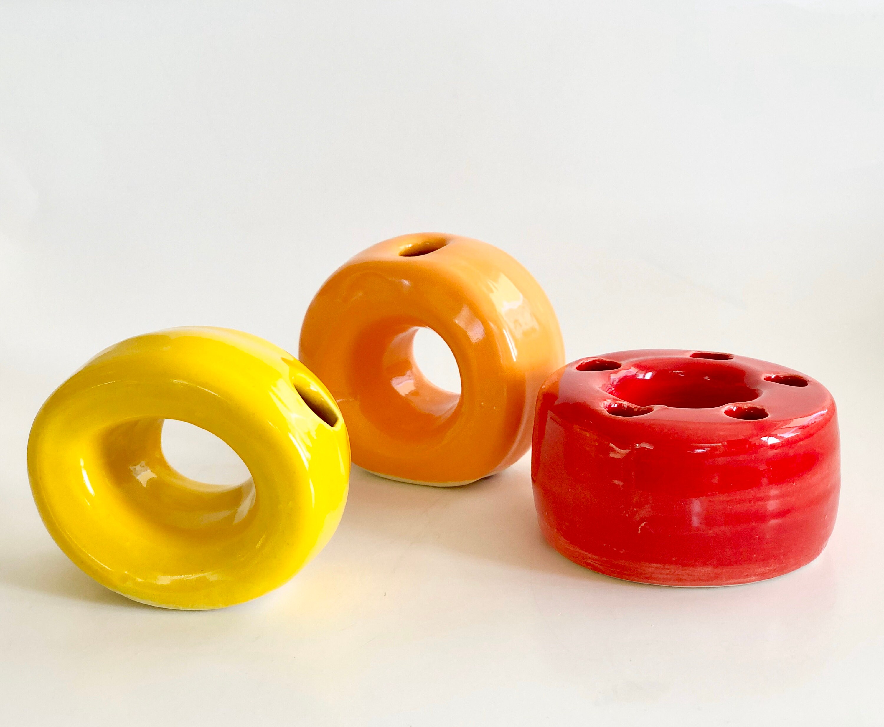 Mini Orange Vase, Modern Vase, Donut Vase, Abstract Vase, Orange Bud