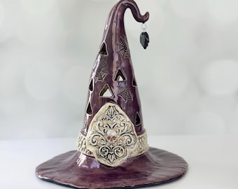 Witch Hat Luminary Gothic Home Decor Goth Witch Gift Wiccan Home Halloween Decor Skull Goth Luminary Kitchen Luminary Witch Home Decor Gift