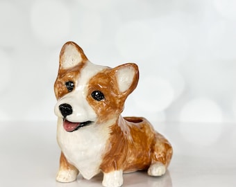 Handmade Corgi Mini Air Planter: Dog Mom Gift, Indoor Garden