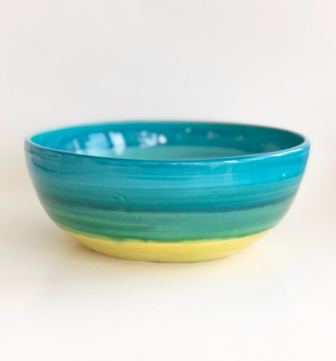 Turquoise Serving Bowl Handmade Pottery