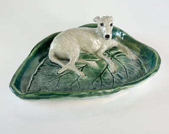 Handmade Greyhound Trinket Dish: Dog Mom Gift