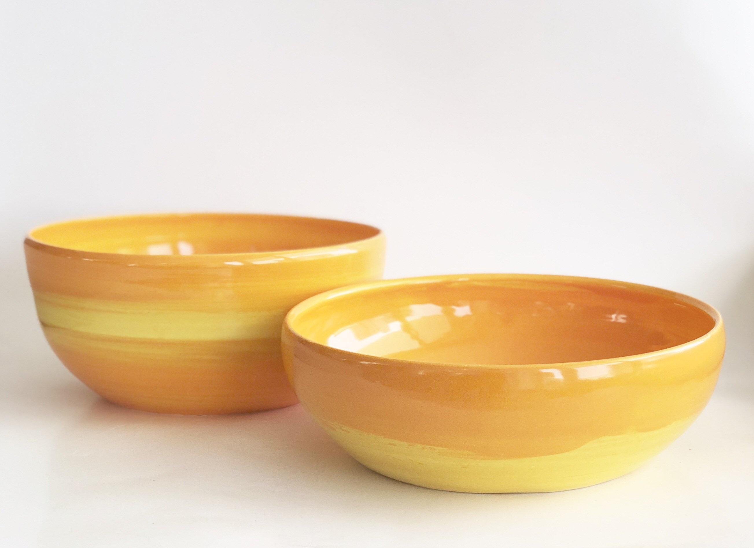 Bright Yellow and Orange Ceramic Bowl