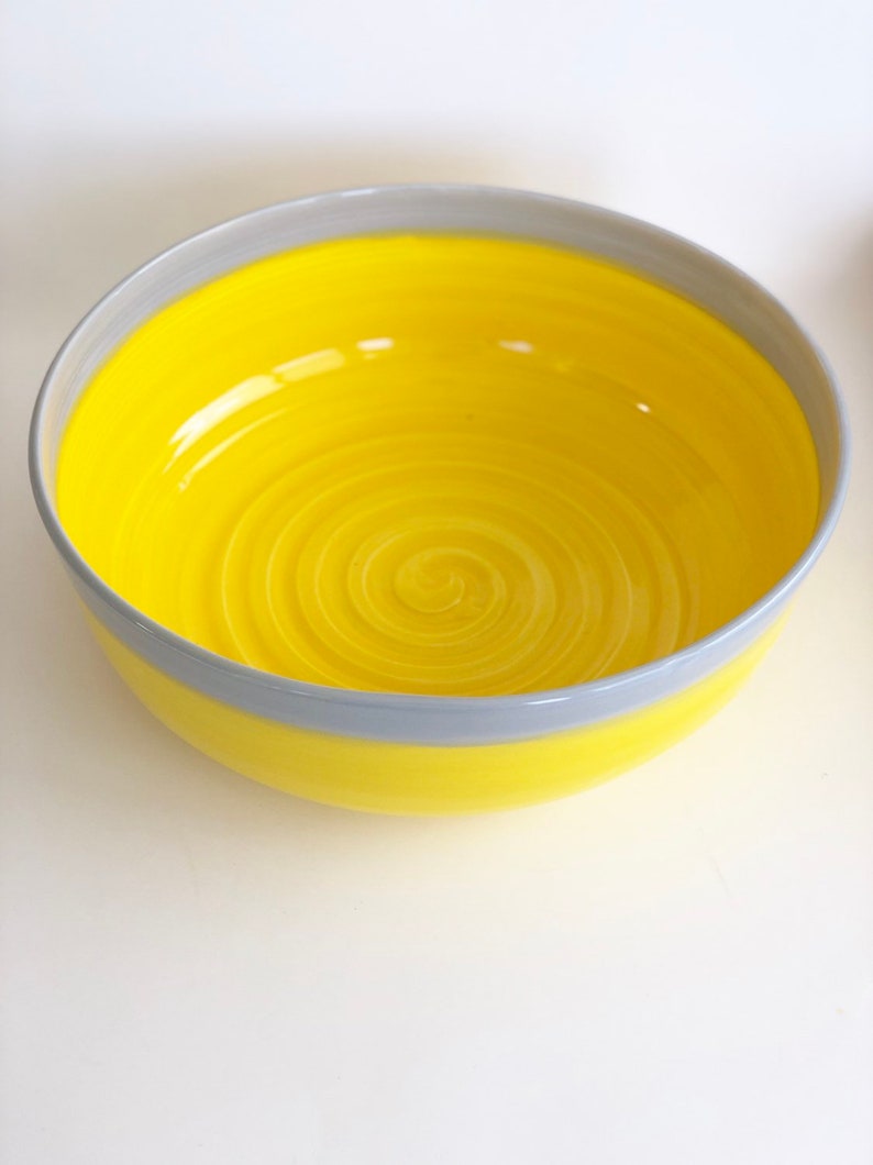Handmade Ceramic Yellow and Gray Bowl