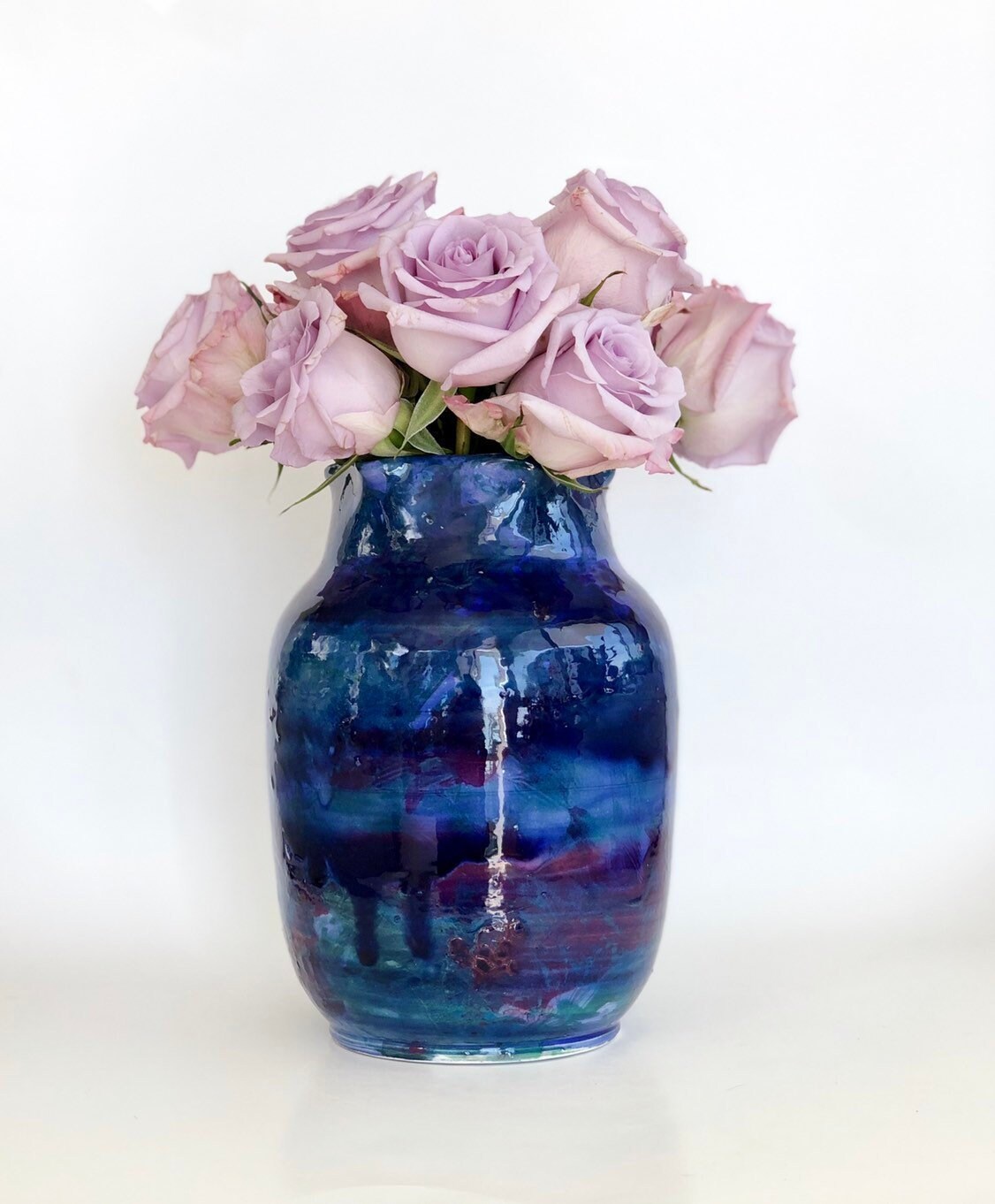 Cobalt Blue Vase, Navy Flower Vase, Blue Modern Vase, Dark Blue Vase